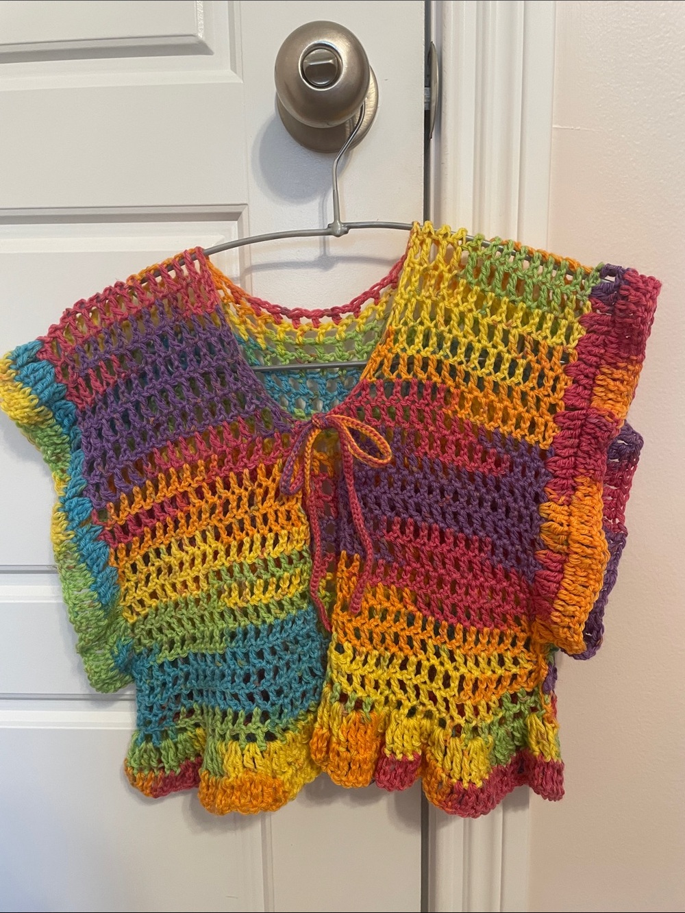 Rainbow crochet cardigan
